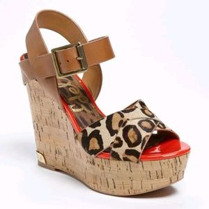 Sam Edelman Calf Hair Red Patent Wedges SZ 6